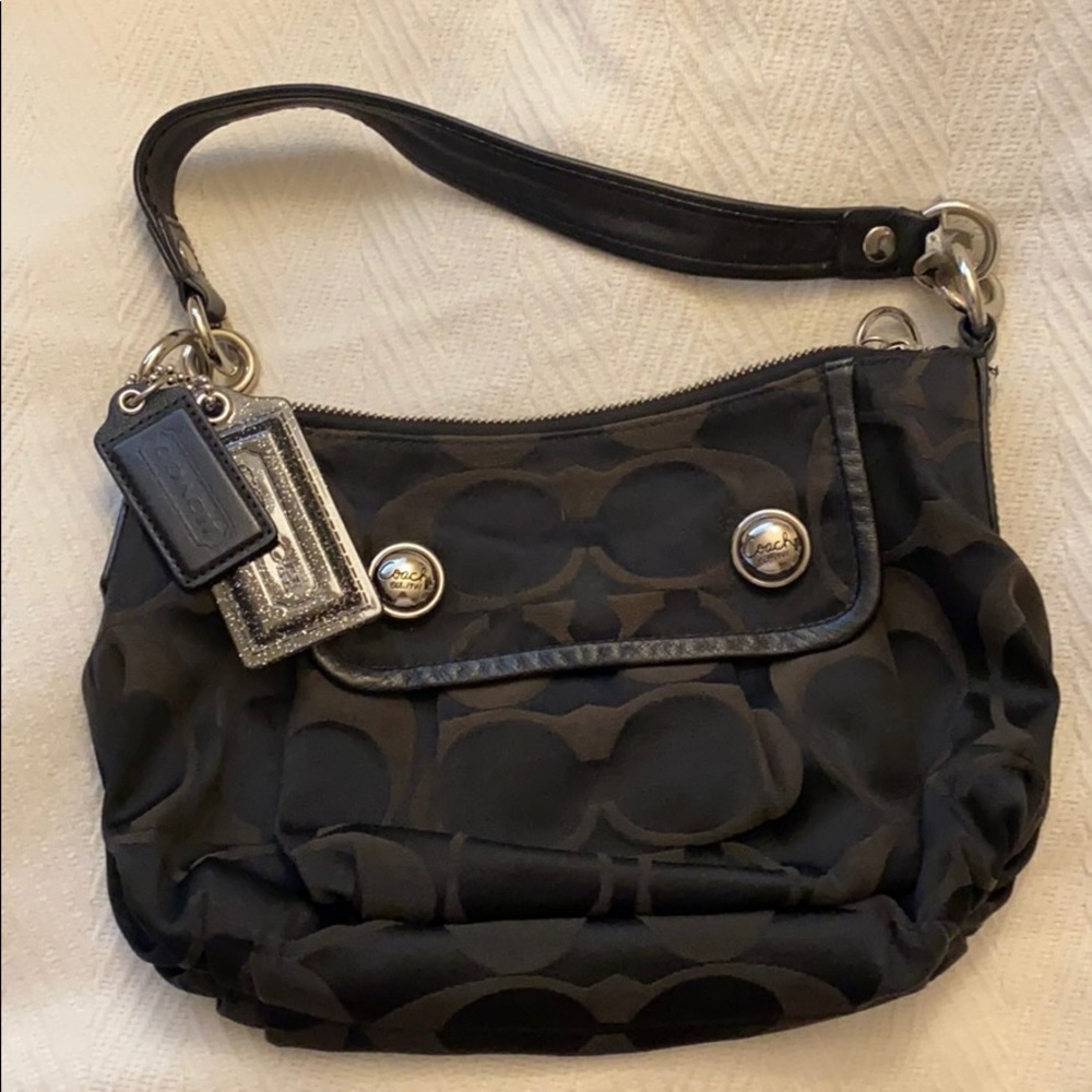 Small shoulder coach bag in black
